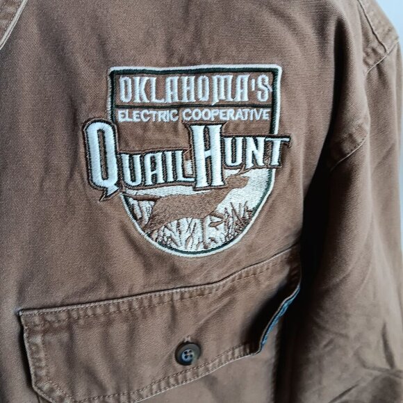 Mens Hunting Shirt Large Cabela's Button Down Logo QUAIL PATCH OKLAHOMA HUNTER - Picture 4 of 6